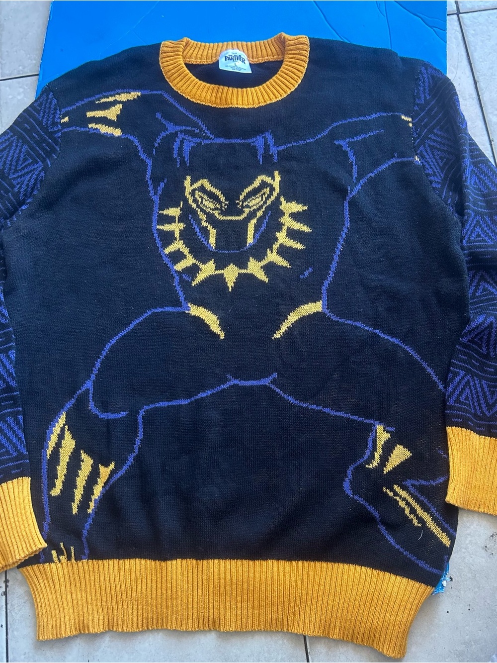 Marvel Black, Gold & Purple Men’s Crewneck Sweater
